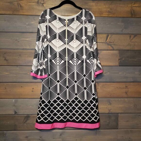 Eliza J Geometric Print 3/4 Sleeve Shift Dress Size 8 Multicolor - Picture 11 of 14